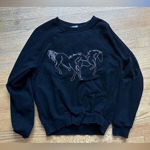 Black Horse Embroidered Crewneck